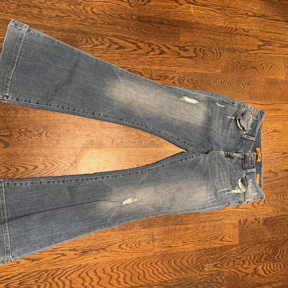 Seven7 jeans sexy flare, 32-33 inseam, size 29, distressed
